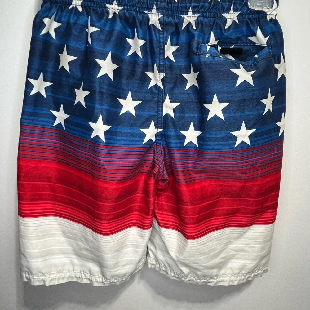 Under Armour Boys Medium Stars & Stripes Swim Shorts - Blue, Red, White
